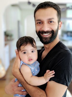 Baby steps,giant leaps: Rohan Seth, co-founder of Clubhouse, with daughter Lydia | Photo Courtesy Twitter