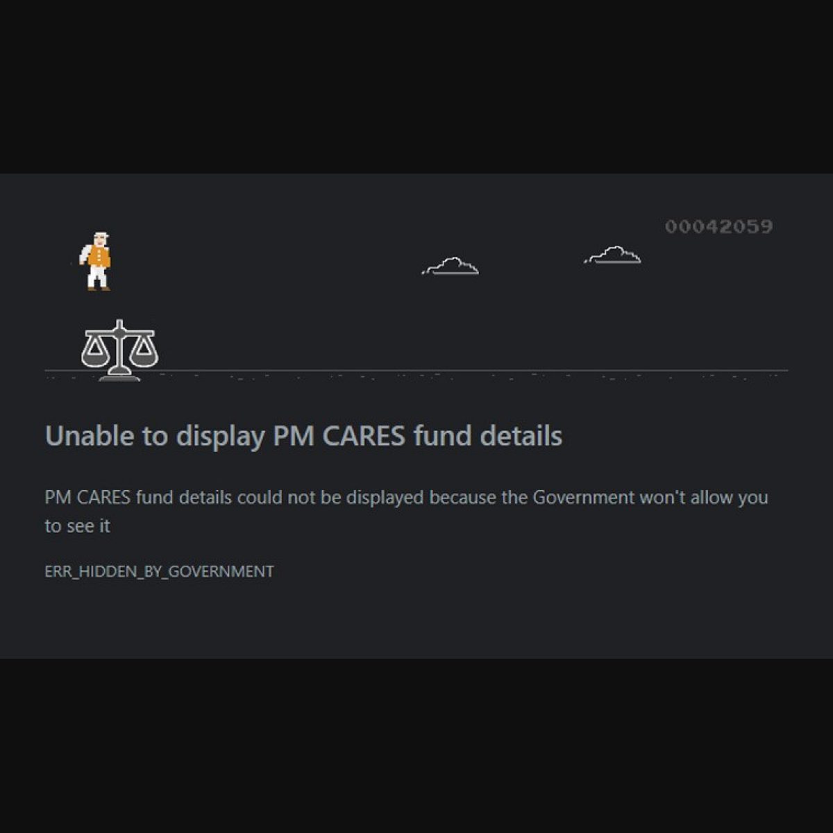 Reddit user's take on Chrome dinosaur game pokes fun at PM-CARES - The Week