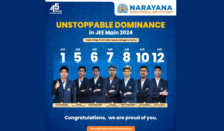 Narayana Fulfils Students' Dreams, Demonstrates Outstanding National Performance in JEE Main 2024 Examinations