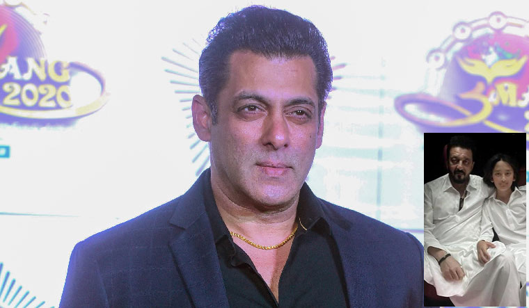 Salman Khan interacts with Sanjay Dutt's son Shahraan at an event in Dubai - Vimarsana News