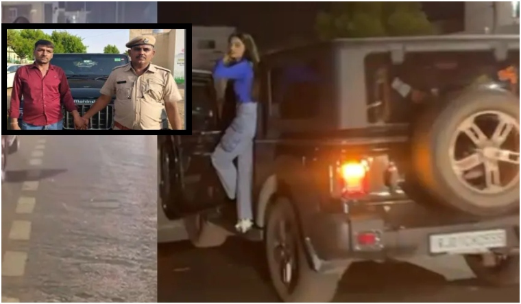 Ajmer: Girl shoots reel hanging from jeep's open door, bursting fireworks at road; police seize Thar - Vimarsana News