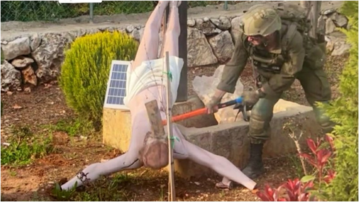 Not a fake photo: Israeli soldier demolished Jesus Christ statue in Lebanon; IDF promises Christians that...