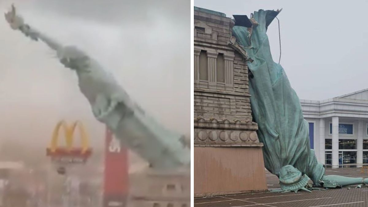 'Foreshadowing': Statue of Liberty gets toppled due to strong wind, not in New York, but in Brazil