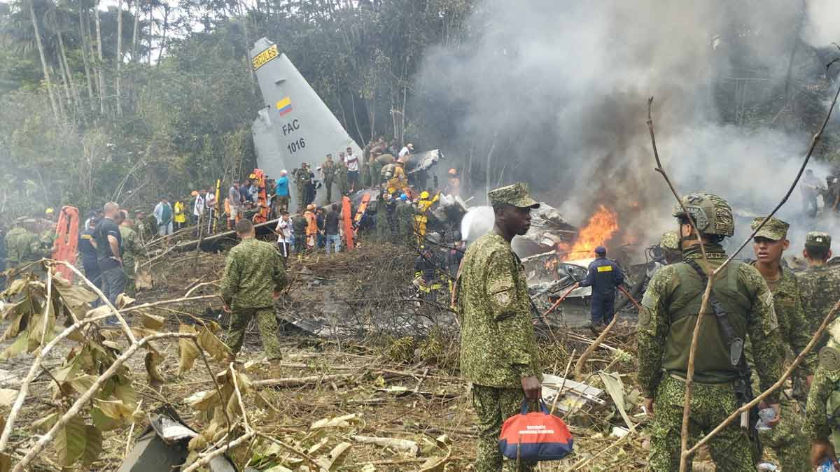 What caused the Colombia military plane crash that killed over 60?